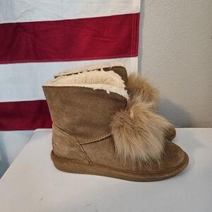 BEARPAW Suede Sheepskin Pom Pom Boot 9
